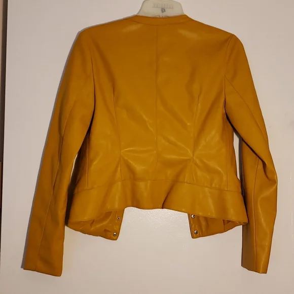 Zara Faux Leather Mustard Jacket- XS - Picture 3 of 3